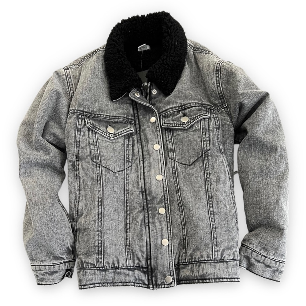 Black Fleece Lined Jean Jacket Small NWT